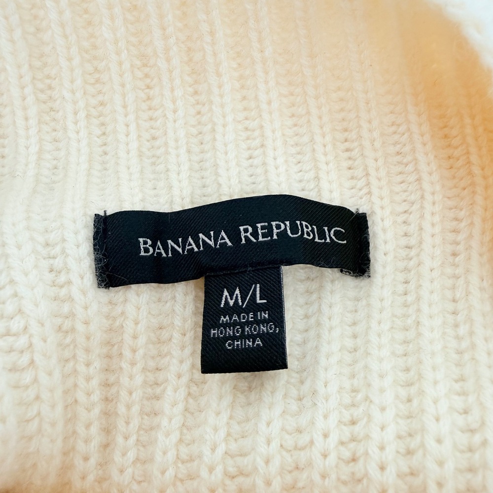 Banana Republic Oversized Sweater Vest M/L Cream Mock Neck Cashmere Merino Wool - Picture 8 of 13